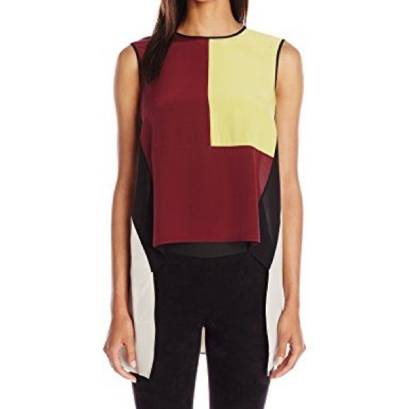 BCBGMAXAZRIA Womens Colorblock Sleeveless Silk Top Size XSmall - Picture 1 of 11
